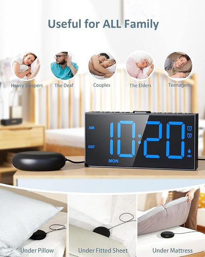 Loud Alarm Clock for Heavy Sleepers Adults, Bed Shaker Alarm Clock - Image 7