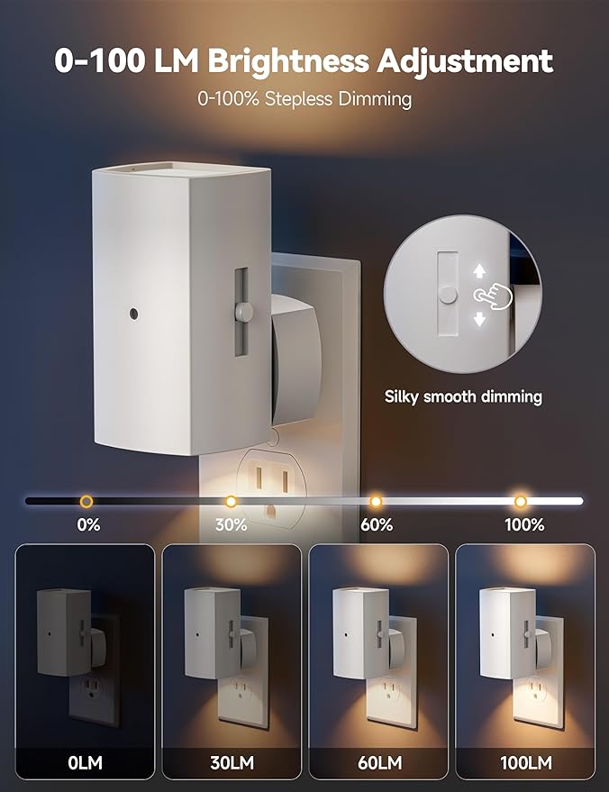 Brightown 2 Pack White Night Lights Plug into Wall, Modern Night Light - Image 2