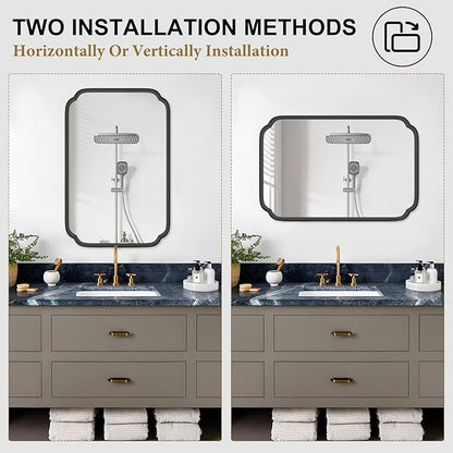 Black Bathroom Vanity Mirrors for Over Sink 24" x 36" Modern Rounded Corner - Image 6