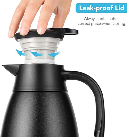 Tiken 34 Oz Thermal Coffee Carafe, Stainless Steel Insulated Vacuum Coffee - Image 5