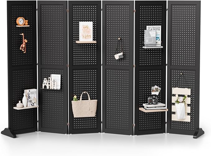 Bonnlo 4/6 Panel Pegboard Freestanding, 5 FT Portable Display Board Organizer by Bonnlo