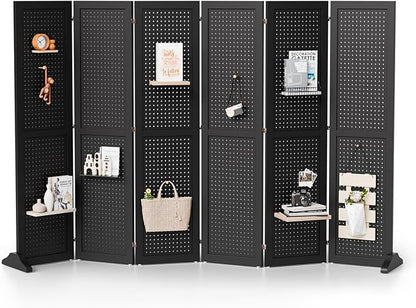 Bonnlo 4/6 Panel Pegboard Freestanding, 5 FT Portable Display Board Organizer by Bonnlo