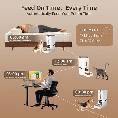 TYM Automatic Cat Feeder, 7L Timed Dry Food Dispenser, APP Control Auto Feeder - Image 4