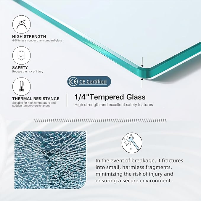 Goodyo 34"- 46" x 72" Glass Shower Door Clear Tempered Glass Panel Fixed Shower - Image 3