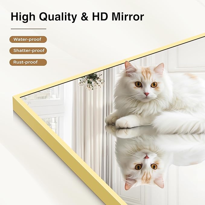 40x60inch Gold Bathroom Mirror, Large Rectangular Wall Mirrors - Image 5