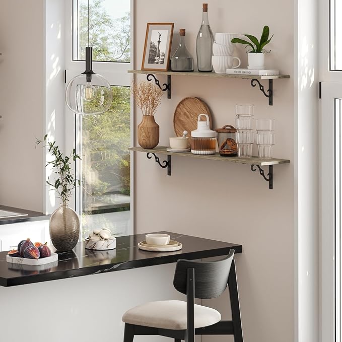 DINZI LVJ Long Wall Shelves, 23.6" Large Floating Shelves Set of 2, Farmhouse - Image 2
