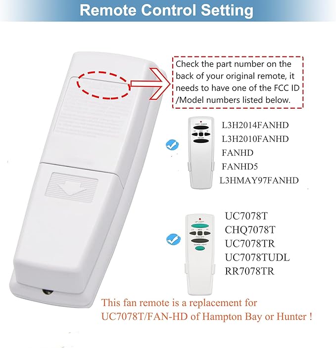 Hampton Bay Ceiling Fan Remote UC7078T - Image 2