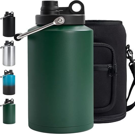 Insulated Gallon Jug with Handle, One Gallon, 128oz Stainless Steel, Large by Kerilyn