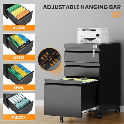 3 Drawer Mobile File Cabinet - Image 6