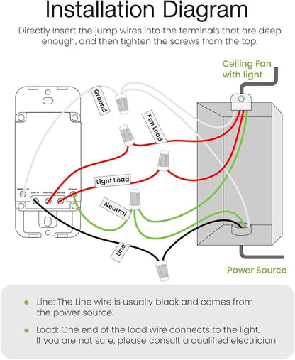 GHome Smart Dimmer Switch with 4-Speed Ceiling Fan Control, Ceiling Fan and - Image 8
