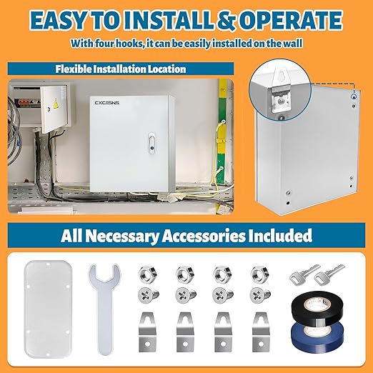 Outdoor Electrical Box 20 x 16 x 10''D NEMA 4X Enclosure Steel Box, Waterproof - Image 4