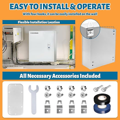 Outdoor Electrical Box 20 x 16 x 10''D NEMA 4X Enclosure Steel Box, Waterproof - Image 4