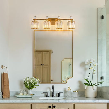 FDPBY Vanity Lights 4-Light Modern Crystal Vanity Light Gold Bathroom Light - Image 3