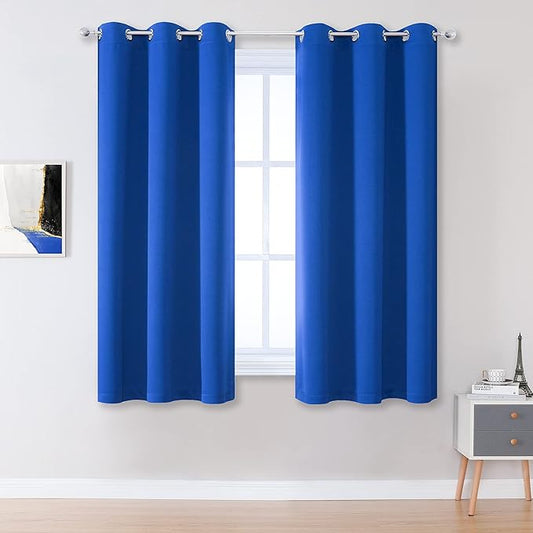 DUALIFE Royal Blue Curtains for Living Room 54 inch Length Solid Energy by DUALIFE