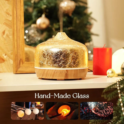Porseme 500ml Essential Oil Diffuser Gold Plated Glass Aromatherapy Ultrasonic - Image 5