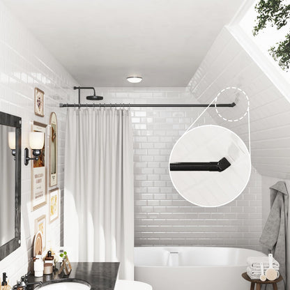 Naiture Shower Curtain Rod Single Swivel Flange or Bracket, Black | Solid Zinc Alloy, Fits 1" OD Shower Rods, Ideal for Sloped Ceilings & Corner Showers, Rustproof, Permanent Installation