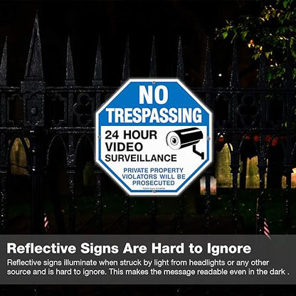 4-Pack No Trespassing Sign Private Property Protected By Video Surveillance - Image 5
