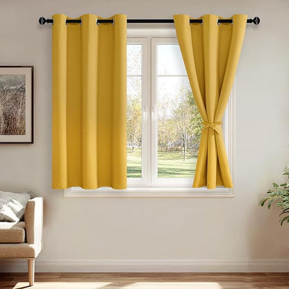 JIUZHEN Blackout Curtains with Tiebacks by JIUZHEN