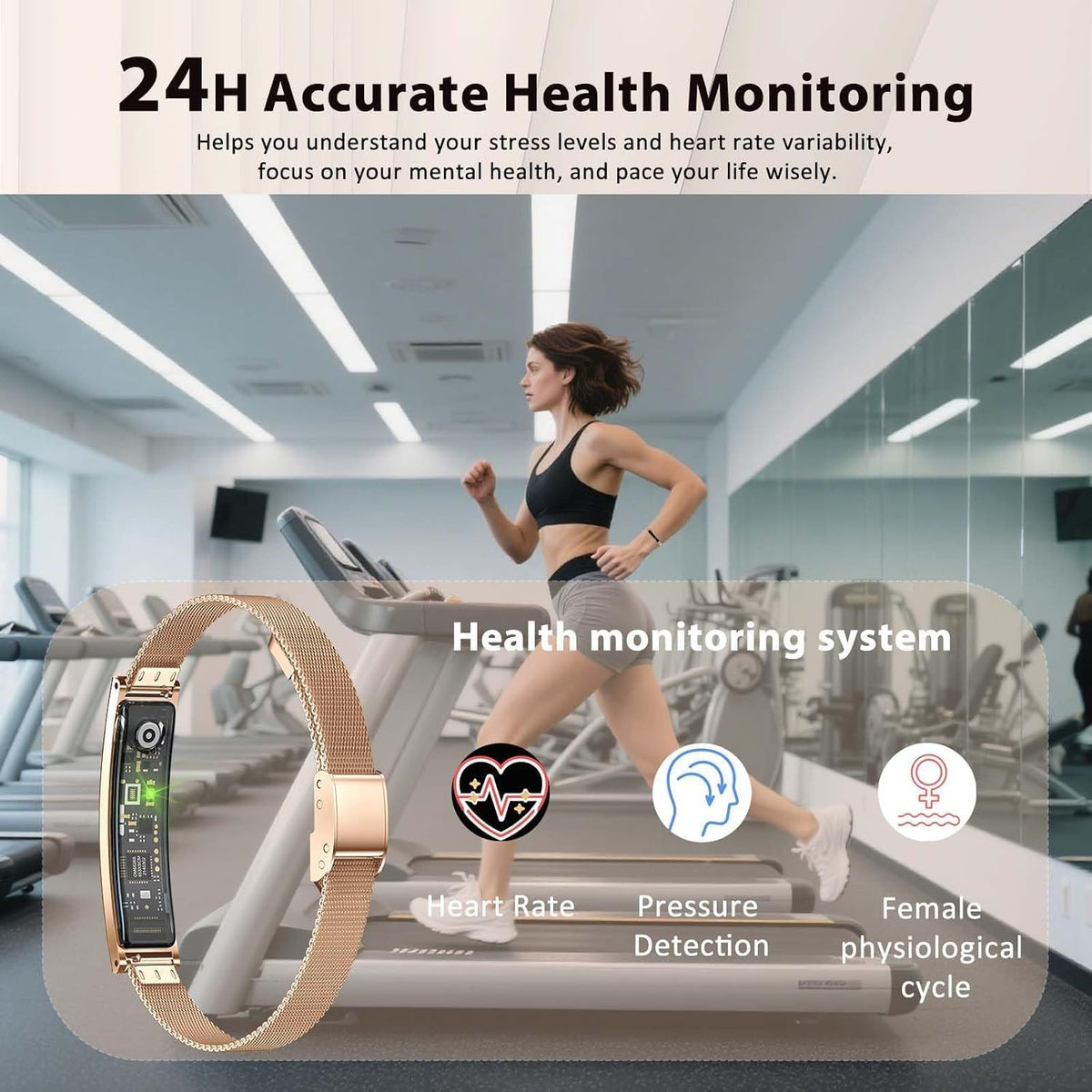fitness health/calorie tracker with 2 bands, sleep detection showing dimensions