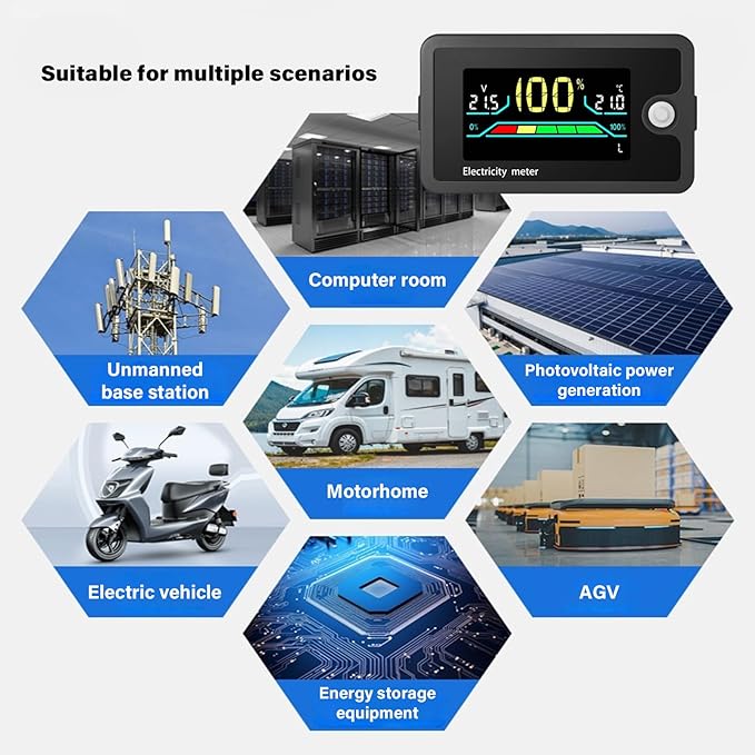 RSHuiOUXX DC8-100V Electricity Meter Digital LCD Display Car Battery Charging - Image 3