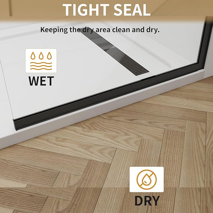 Shower Glass Wall Panel 36" W x 76" H, 3/8" Tempered Glass, Half Frameless - Image 7