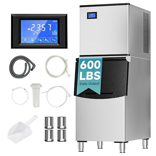 EUHOMY Commercial Ice Maker Machine, 600lbs/24H, Industrial Ice Machine by EUHOMY