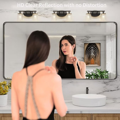 LOAAO 72X36 Inch Black Metal Framed Bathroom Mirror - Image 2