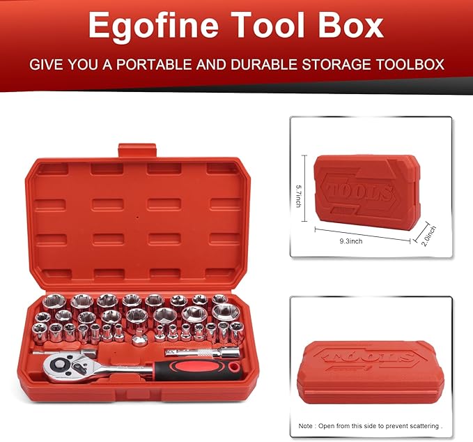 Egofine 34 Pieces 3/8 inch Drive Socket Ratchet Wrench Set, - Image 5