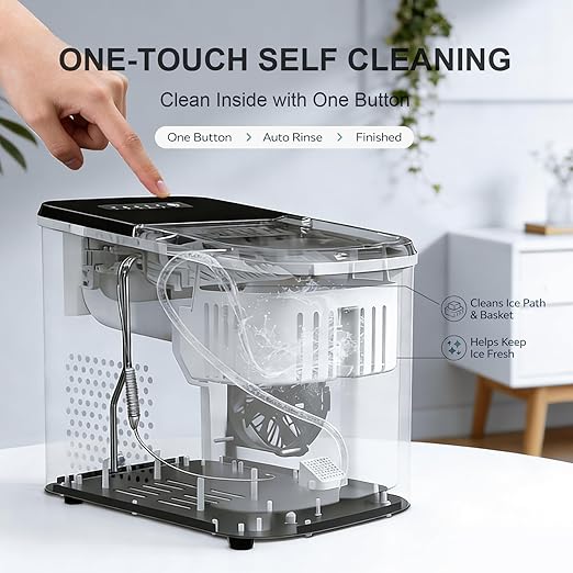 38lbs Per Day Countertop Ice Maker, 9 Ice Cubes in 3.5 Minutes, Self-Cleaning - Image 6