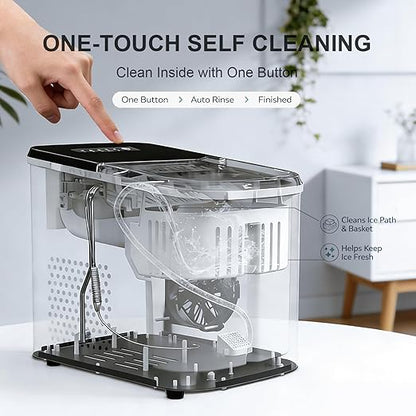 38lbs Per Day Countertop Ice Maker, 9 Ice Cubes in 3.5 Minutes, Self-Cleaning - Image 6