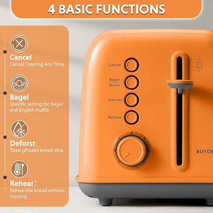 BUYDEEM DT620 2-Slice Toaster, Extra Wide Slots, Retro Stainless Steel - Image 3