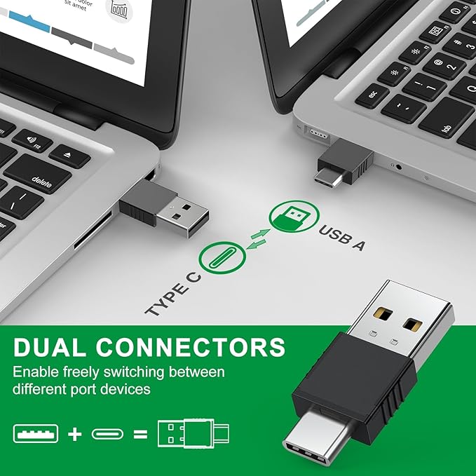 DINOSTRIKE USB A and USB C Presentation Clicker Green Light, RF 2.4GHz Wireless - Image 2
