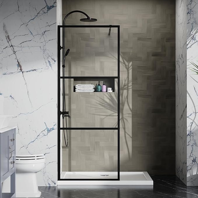 Goodyo Fixed Shower Door 34" X 72" Clear Tempered Glass Shower Screen Panel - Image 6