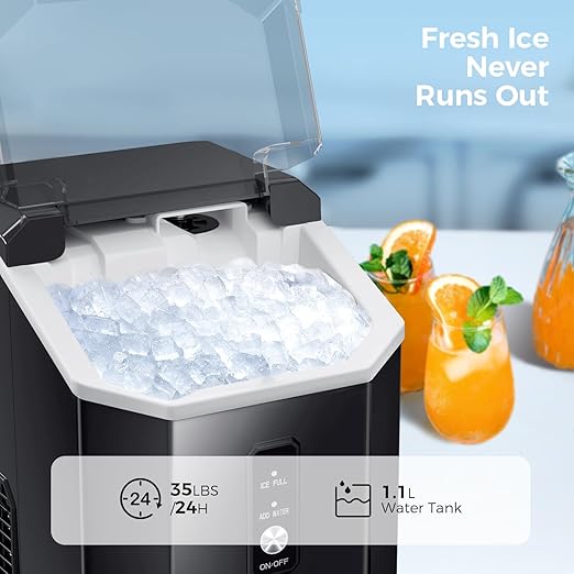 AGLUCKY Nugget Ice Maker Countertop, Portable Crushed Ice Maker Machine - Image 2