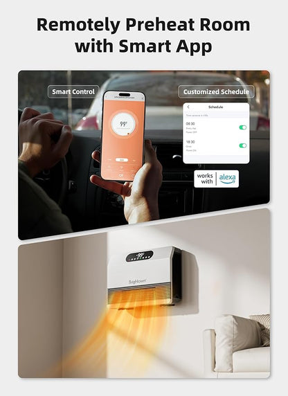 Brightown Wall Heater, Heater for Indoor Use 1500W, 5 Optional Modes, - Image 3