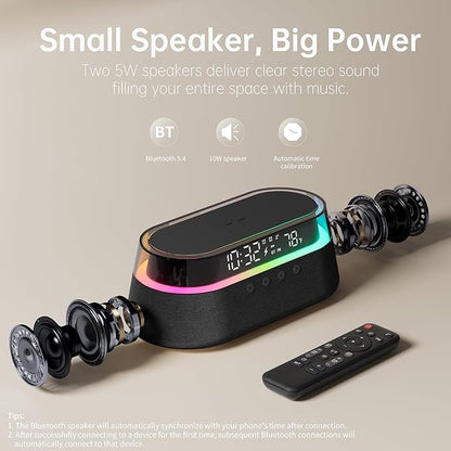 KUANGXIANG 6-in-1 Bluetooth Speaker Alarm Clock - Image 2