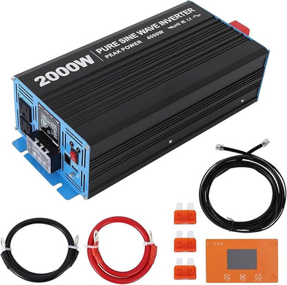 2000W Pure Sine Wave Inverter, 1 USB Port 5v/2.1a, LCD Display&Remote Controller by Unknown