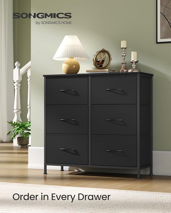 SONGMICS Dresser for Bedroom, Chest of Drawers, TV Stand, 6 Non-Woven Fabric - Image 3