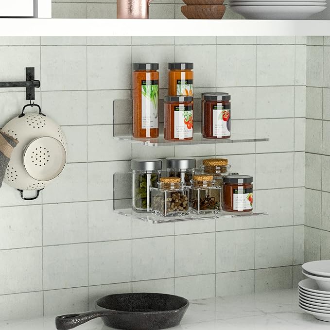 9 Inches Acrylic Wall Shelves 2 Pack, Floating Shelf - Image 7