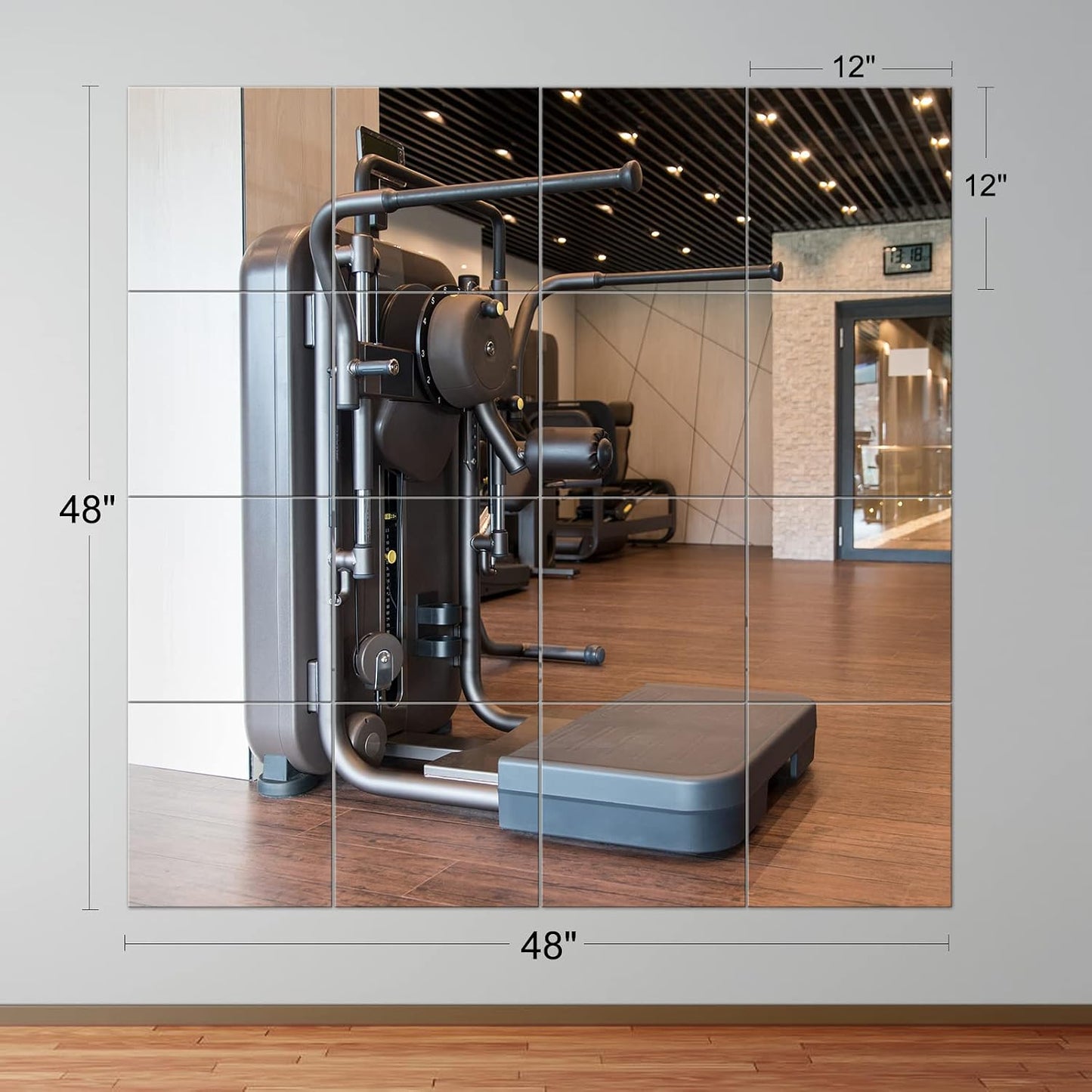 EVENLIVE® Gym Mirrors for Home Gym Self-Adhesive Tiles 16-Pack 12x12inch | Real glass wall tiles, frameless Home gym accessory for doors, ceilings, candle trays, wedding centerpieces Stick-on design