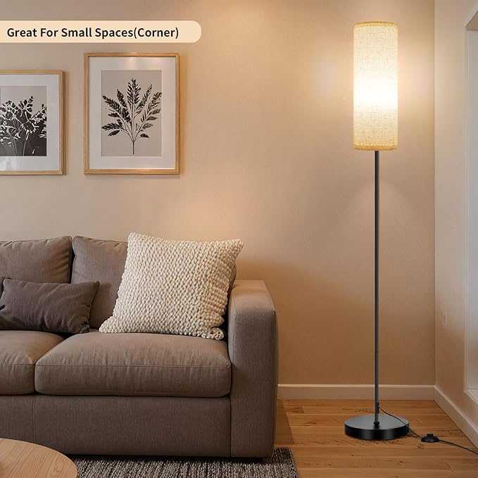 FRIDEKO HOME Floor Lamp with Beige Shade, Simple Design with Foot Pedal Switch - Image 2