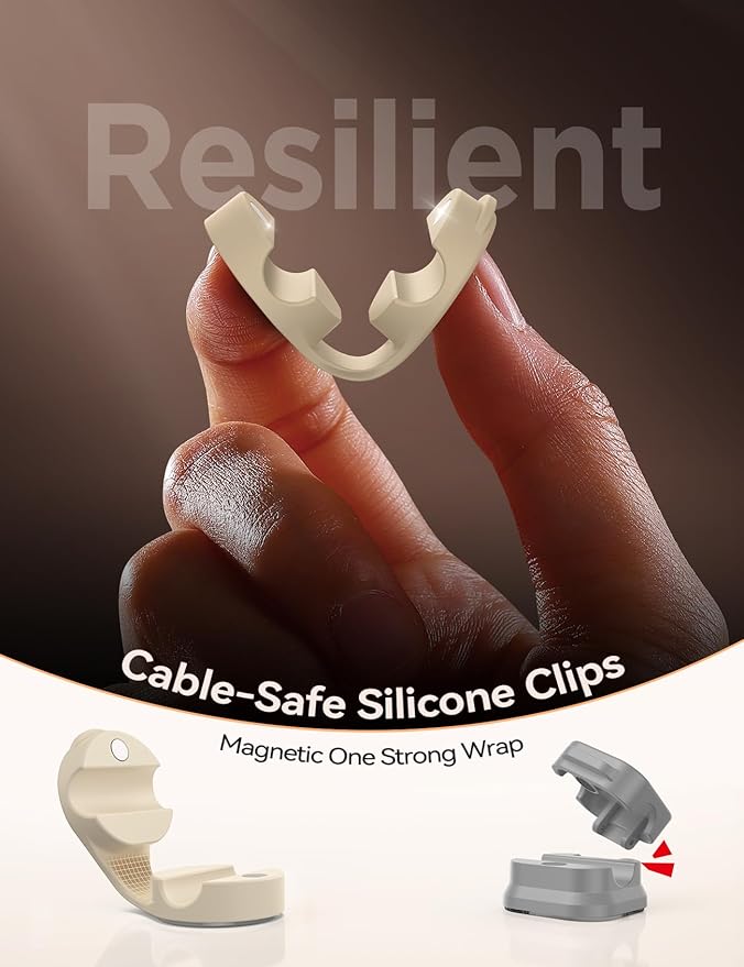 8-Pack Cord Organizer Magnetic Silicone Cable ClipsDesk Cable Management - Image 2