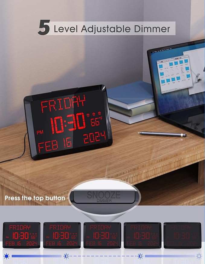 Digital Clock Large Display 11.5", Calendar Clock - Image 4