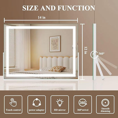 Ligheted Vanity Mirror with Lights, 3 Modes Light, Smart Touch Control Dimmable - Image 2