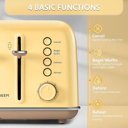 BUYDEEM DT640 Retro 4 Slice Toaster, 7 Shade Settings, Extra Wide 1.5'' Slots - Image 2