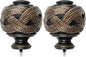 Window Treatment Finials for 1 or 7/8 Inch Curtain Rods, Black Drapery Rods Replacement Finials with M6 Screws, Woven Leaf Pattern, 2 Pack