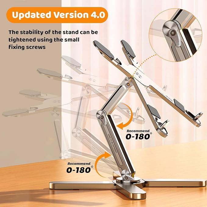 Laptop Stand with 360 Rotating Base, Computer Notebook Laptop Riser Metal Holder - Image 2