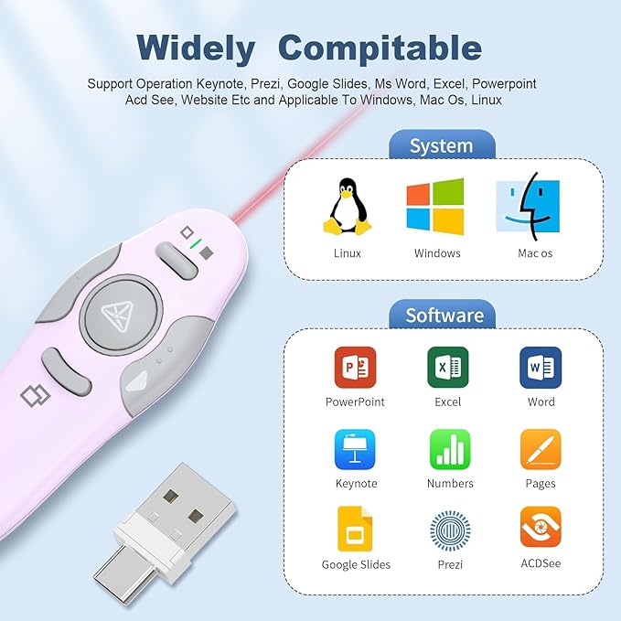 QUI Presentation Clicker Wireless Presenter Remote Clicker - Image 6