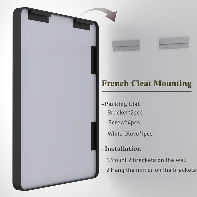66x40 Inch Black Matte Framed Mirror - Image 6