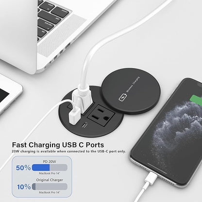 Desktop Power Grommet 3-inch Hole, 15W Wireless Charger, 20W USB C Fast - Image 4